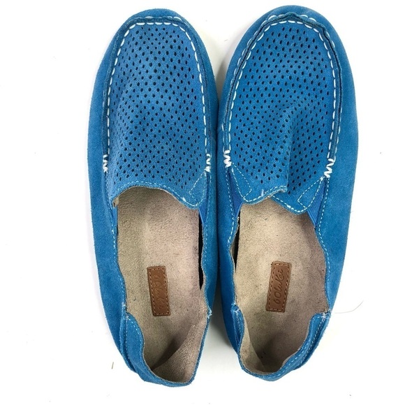 OluKai Nohea Perforated royal blue suede slip on loafers convertible heel size 7 - Picture 6 of 9